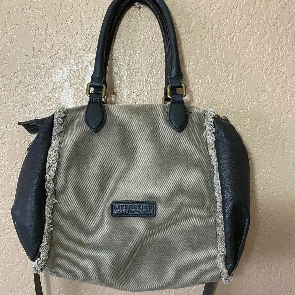 Liebeskind Two-Tone Black and Taupe Fringe Trim Crossbody